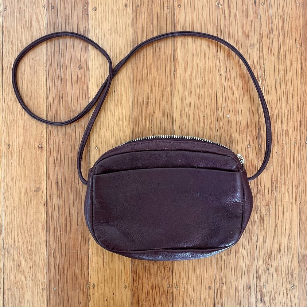Baggu mini burgundy leather purse
